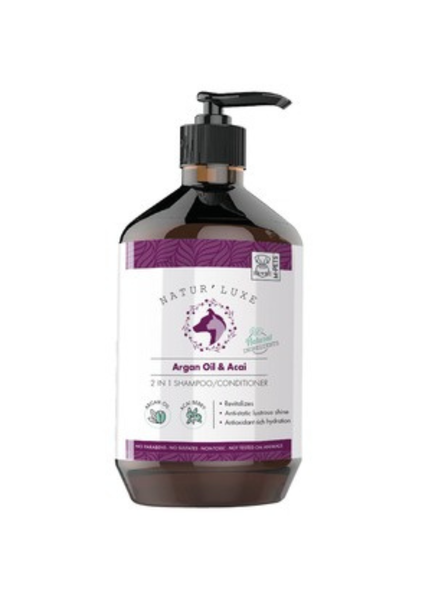 NATUR'LUXE Argan Oil & Acai 2 in 1 Shampoo/Conditioner - 500 ml