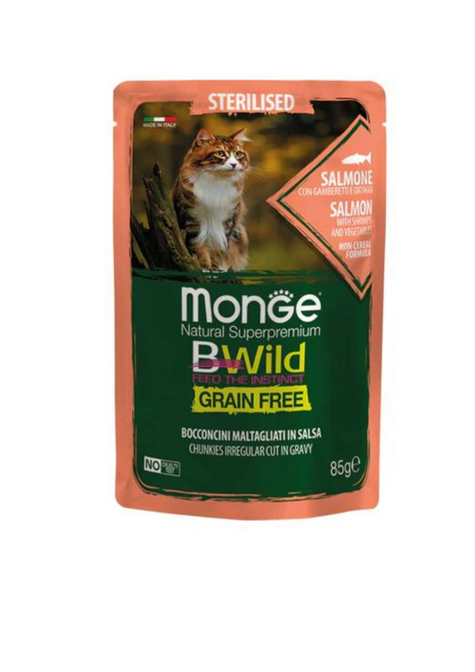 Salsa Gato Castrado Monge BWild Grain Free Salmone y Merluzzo