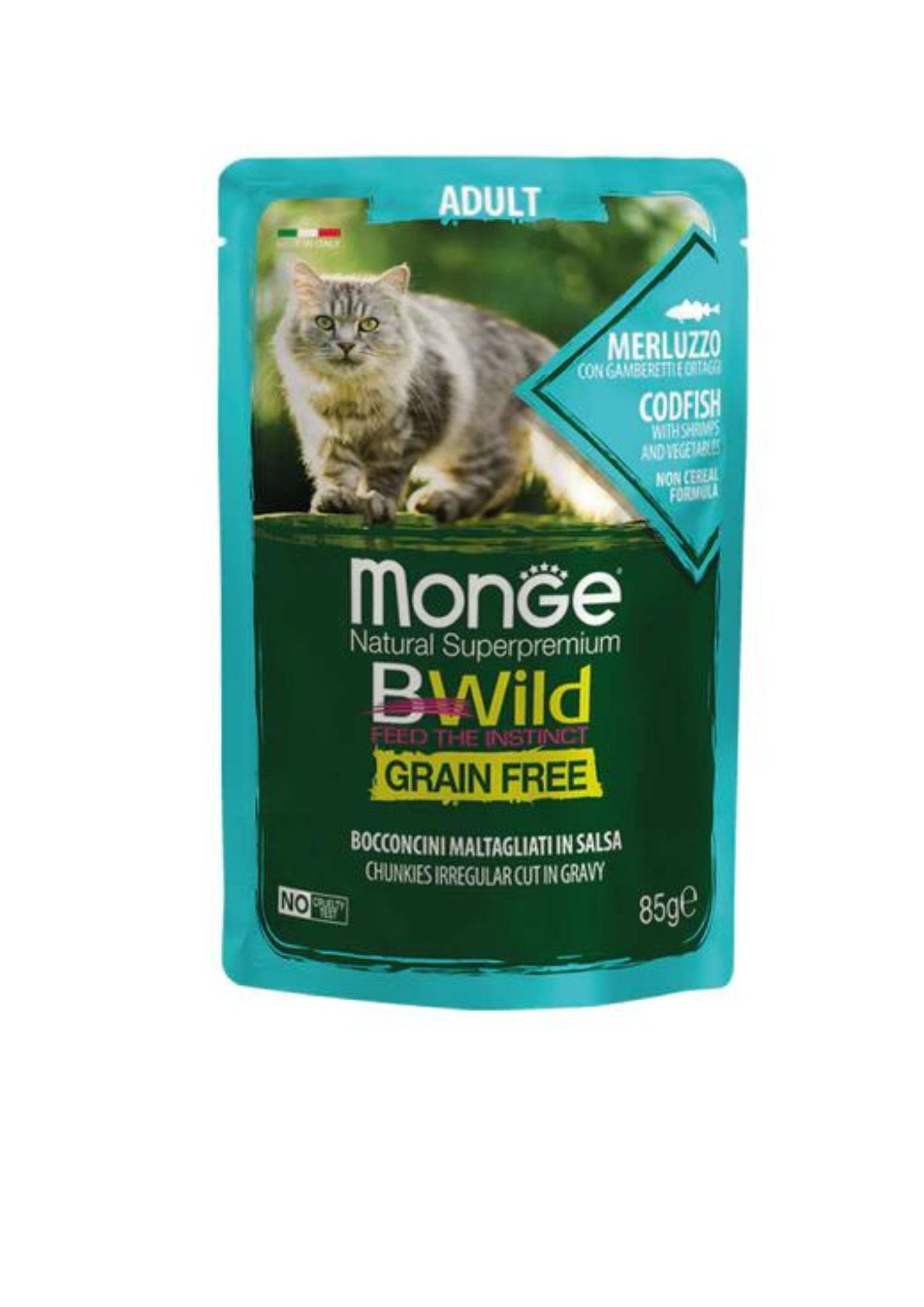 Salsa Gato Castrado Monge BWild Grain Free Salmone y Merluzzo