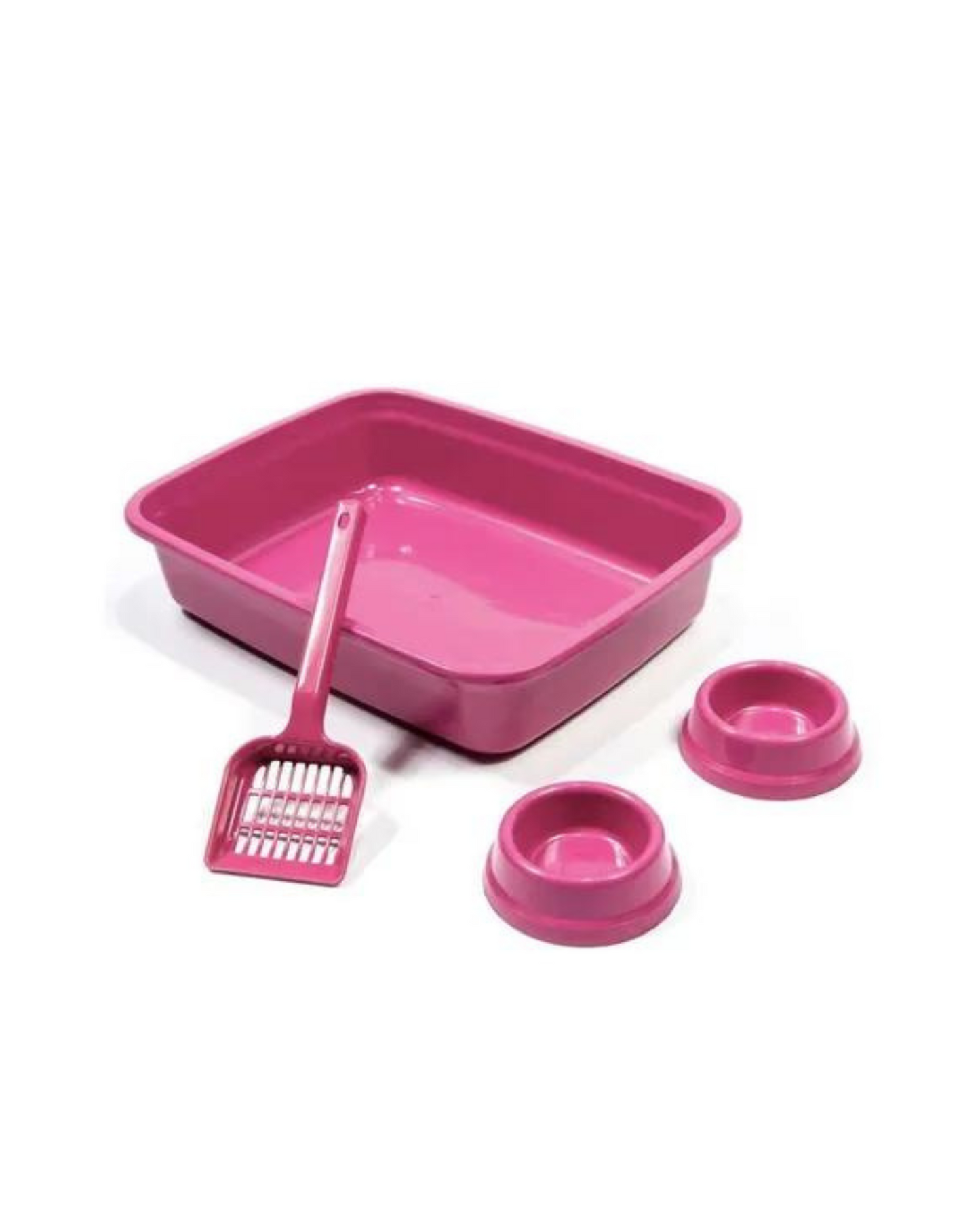 Kit Bandeja Sanitaria Para Gato + Pala + 2 Platos Varios colores